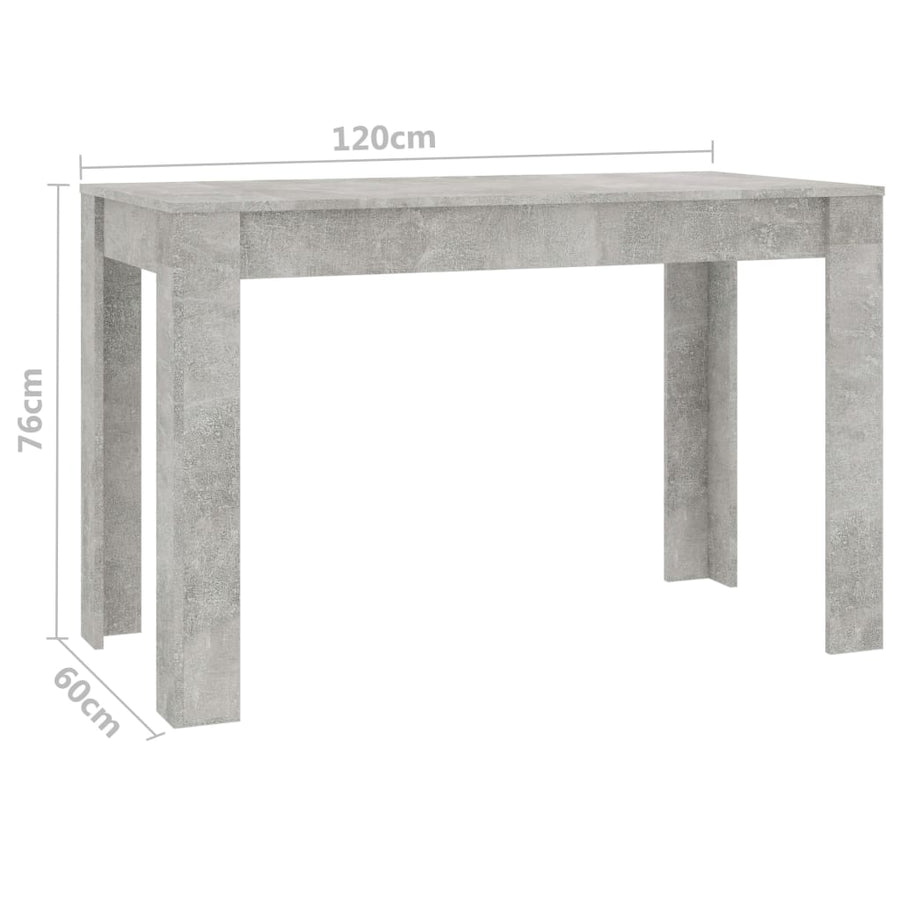 Eettafel 120x60x76 cm spaanplaat betongrijs Betongrijs