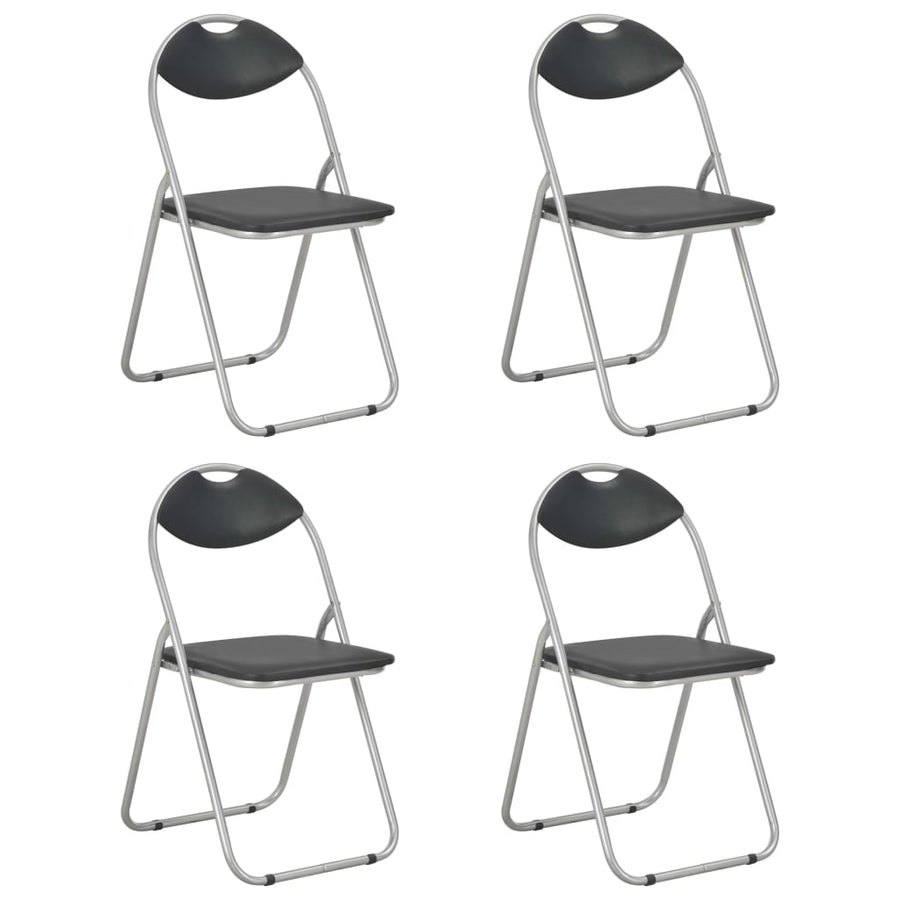 Eetkamerstoelen Inklapbaar Kunstleer 4 Zwart