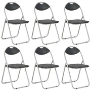 Eetkamerstoelen inklapbaar 6 st kunstleer zwart 44x43x80 cm