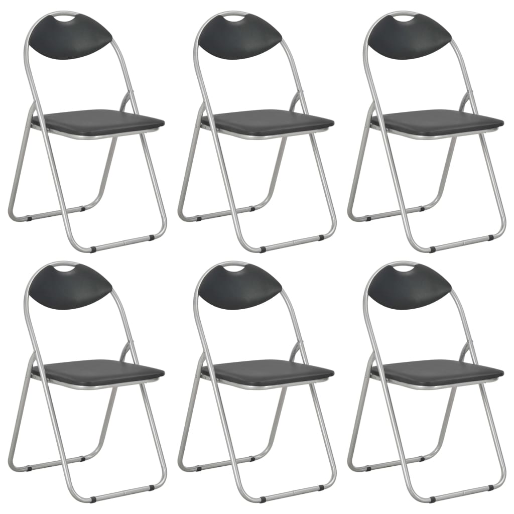 Eetkamerstoelen Inklapbaar Kunstleer 6 Zwart