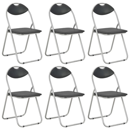 Eetkamerstoelen Inklapbaar Kunstleer 6 Zwart