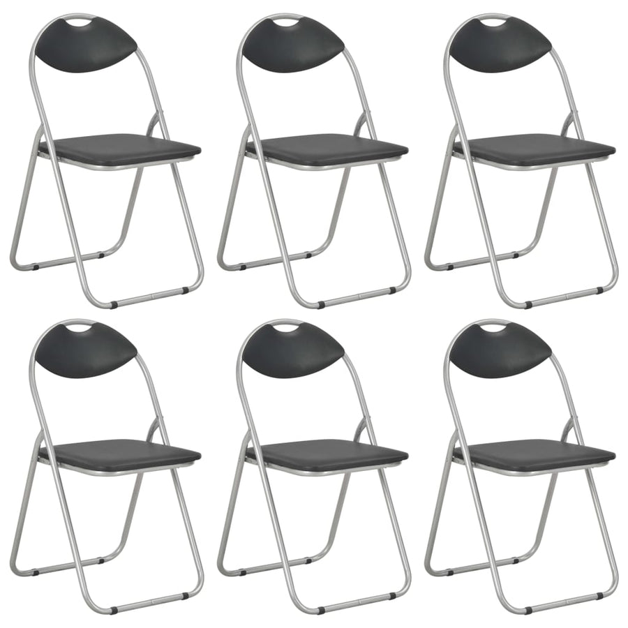 Eetkamerstoelen Inklapbaar Kunstleer 6 Zwart