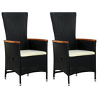 Garden chairs 2 pcs with cushions poly rattan black