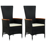 Garden chairs 2 pcs with cushions poly rattan black