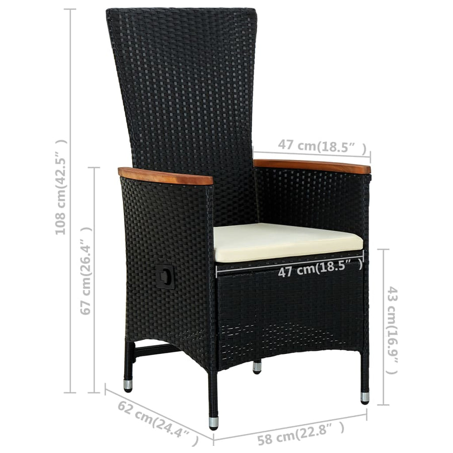 Tuinstoelen Met Kussens Poly Rattan Zwart