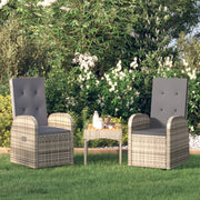 Garden chairs 2 pcs adjustable with cushions poly rattan grey