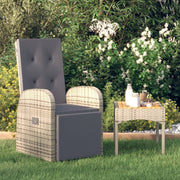 Tuinstoel verstelbaar poly rattan grijs met kussen