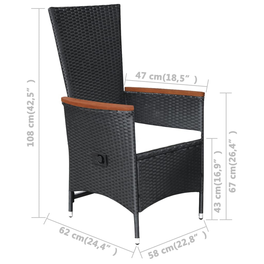 9-Delige Tuinset Met Kussens Poly Rattan Zwart