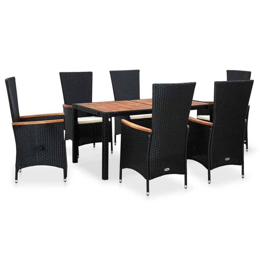 7-Delige Tuinset Poly Rattan Acaciahout 6