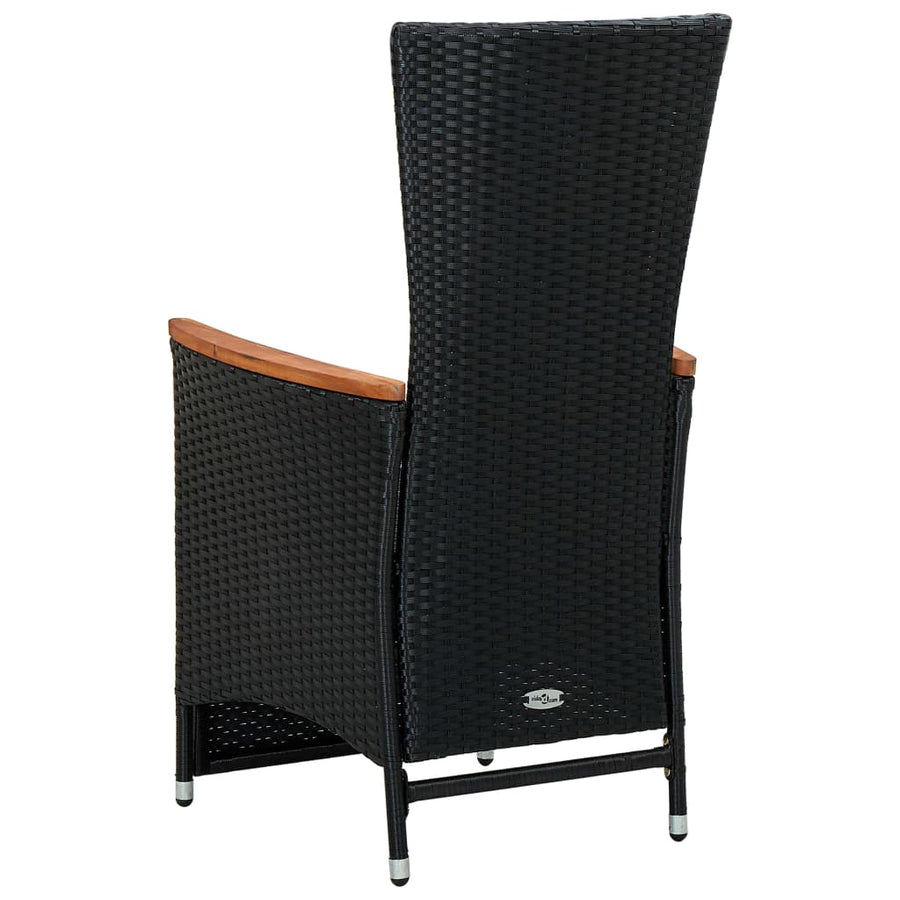 9-delige Tuinset met kussens poly rattan zwart