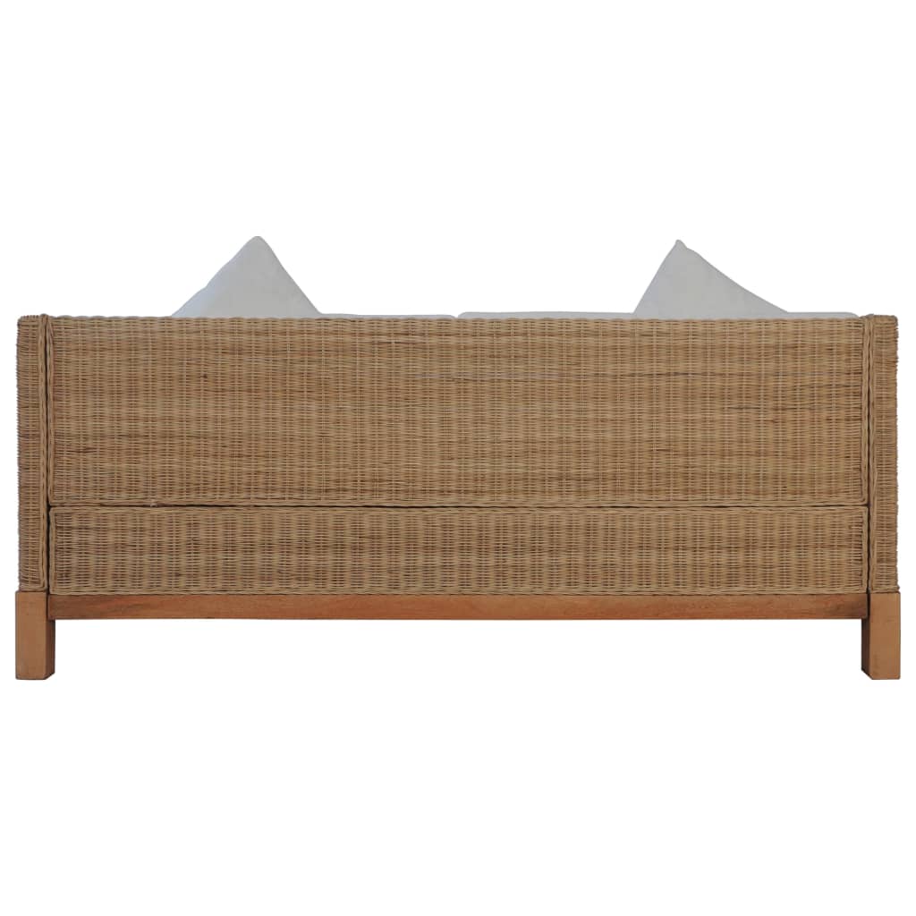 2-delig Bankstel met kussens natuurlijk rattan 2-zits + 3-zits