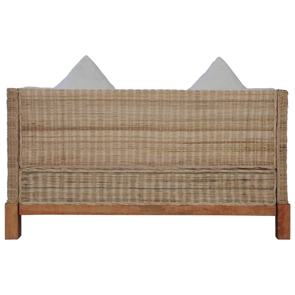 2-delig Bankstel met kussens natuurlijk rattan 2-zits + 3-zits