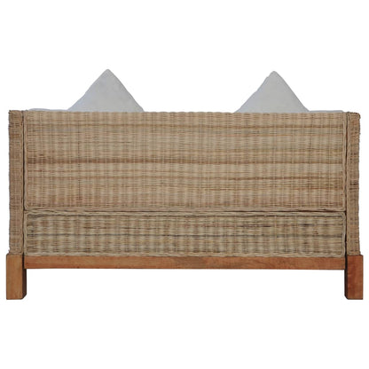 2-delig Bankstel met kussens natuurlijk rattan 2-zits + 3-zits