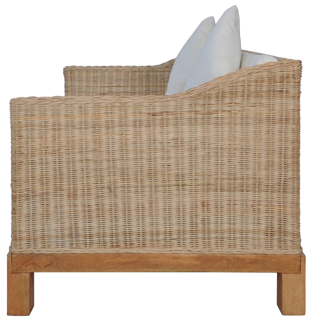 2-delig Bankstel met kussens natuurlijk rattan 2-zits + 3-zits