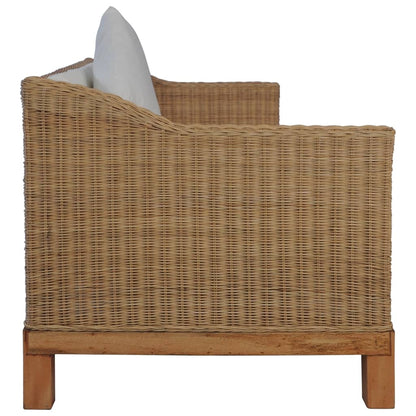 2-delig Bankstel met kussens natuurlijk rattan 2-zits + 3-zits