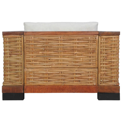 2-Delig Bankstel Met Kussens Natuurlijk Rattan Bruin 1-zitter + 2-zitter
