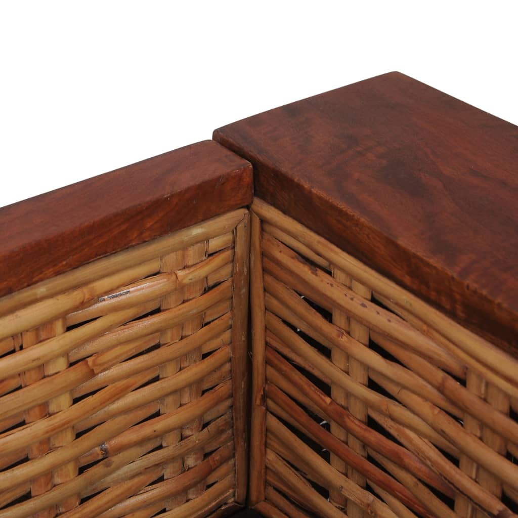 2-Delig Bankstel Met Kussens Natuurlijk Rattan Bruin 2-zits + 3-zits