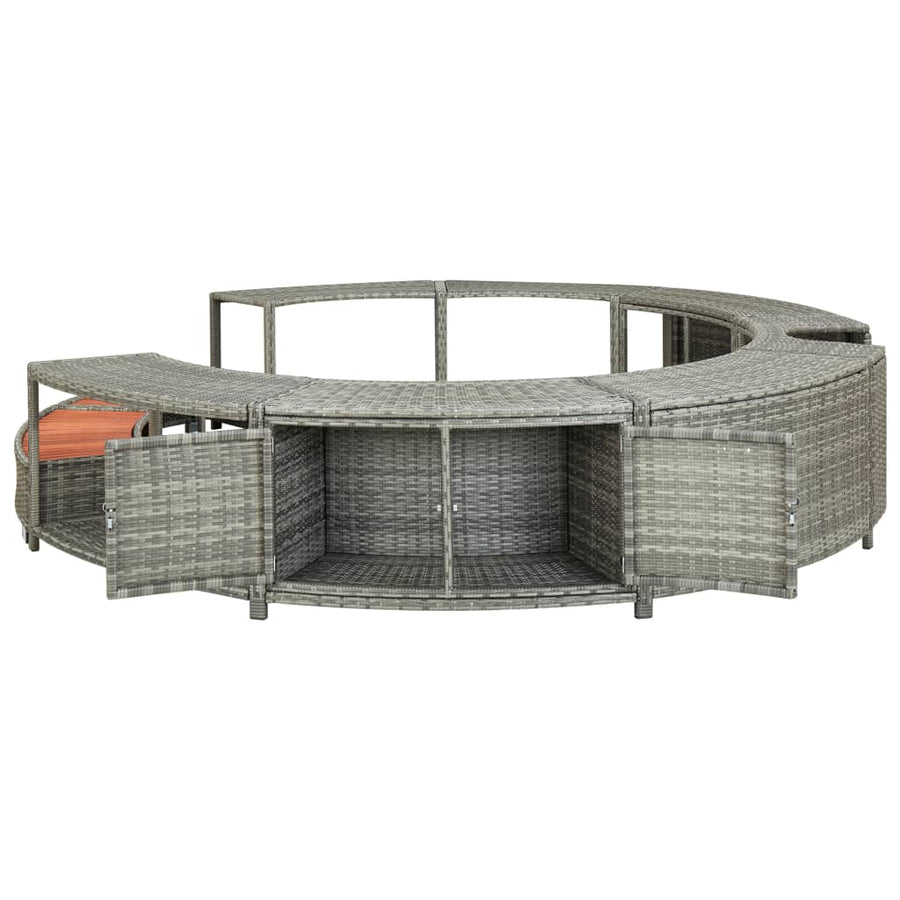 Hottub-Ombouw Poly Rattan Grijs