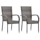 Tuinstoelen stapelbaar 2 stuks poly rattan grijs 55,5x53,5x95 cm