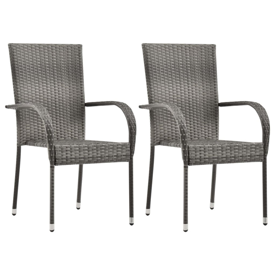 Tuinstoelen Stapelbaar Poly Rattan 2 Grijs
