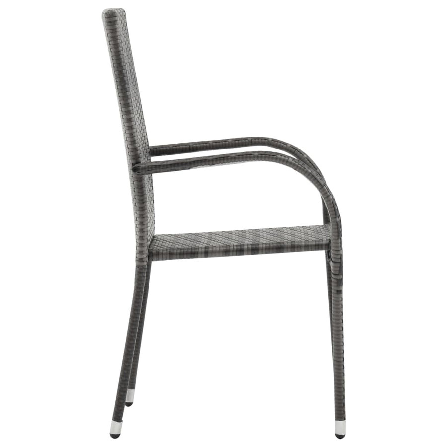 Tuinstoelen Stapelbaar Poly Rattan 2 Grijs