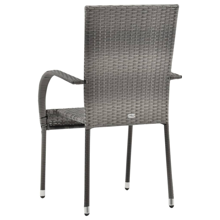 Tuinstoelen Stapelbaar Poly Rattan 2 Grijs