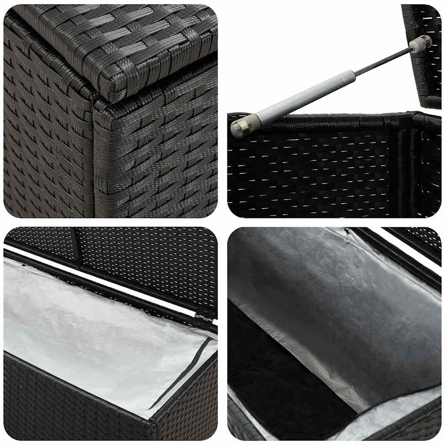 Tuinbox Poly Rattan 200 x 50 x 60 cm Zwart