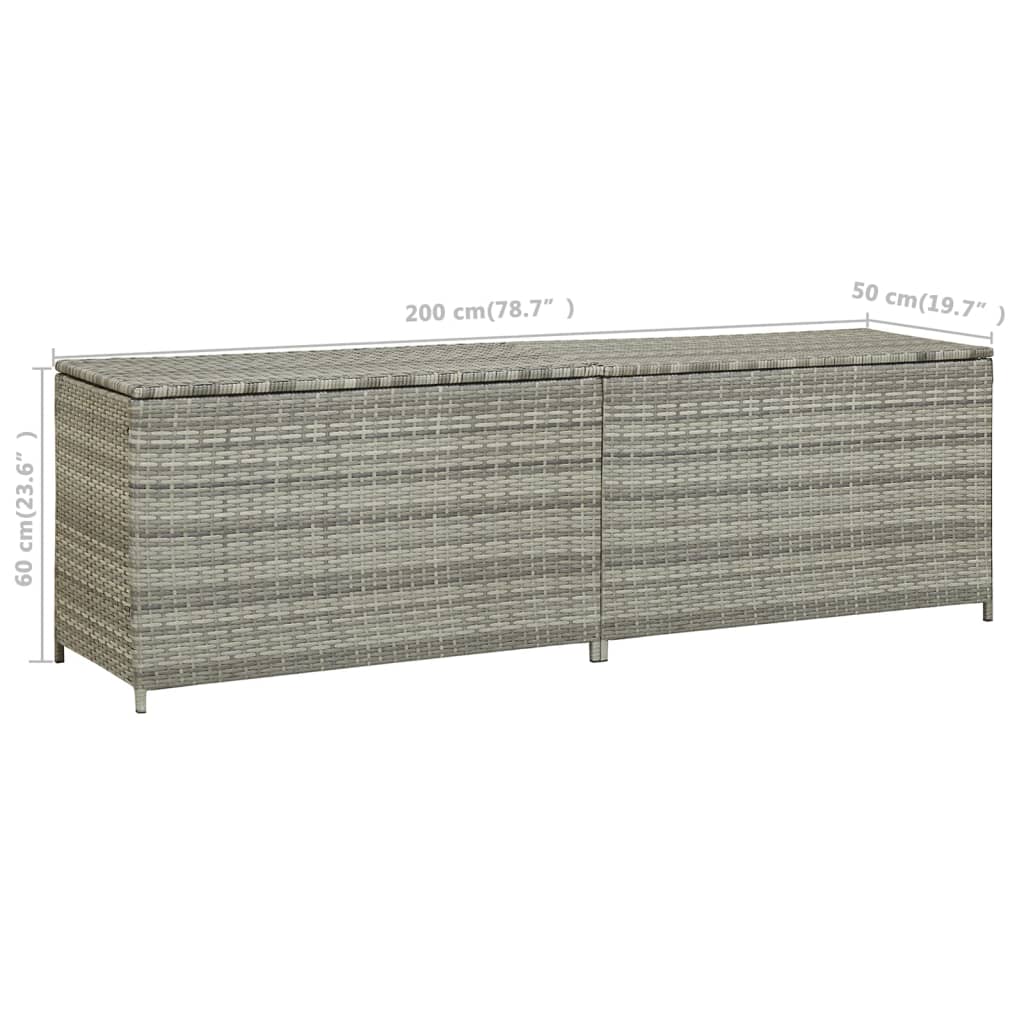 Tuinbox Poly Rattan 200 x 50 x 60 cm Grijs