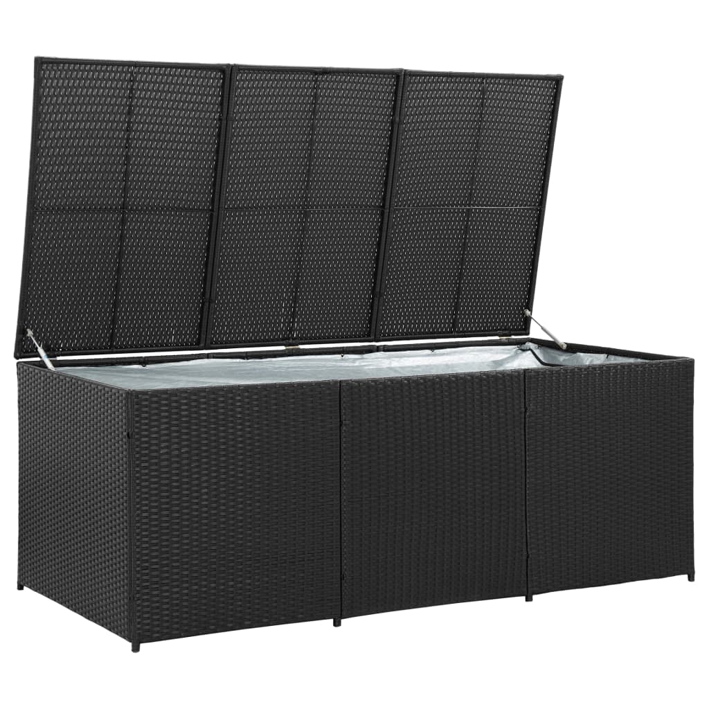 Tuinbox Poly Rattan 180 x 90 x 70 cm Zwart