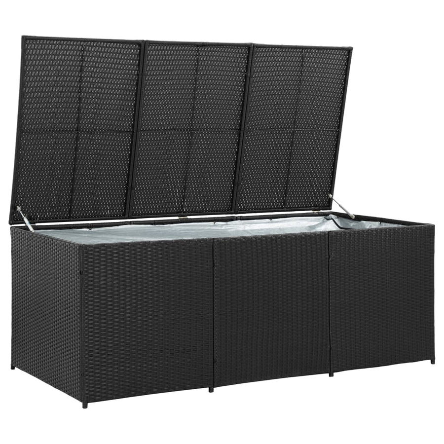 Tuinbox Poly Rattan 180 x 90 x 70 cm Zwart