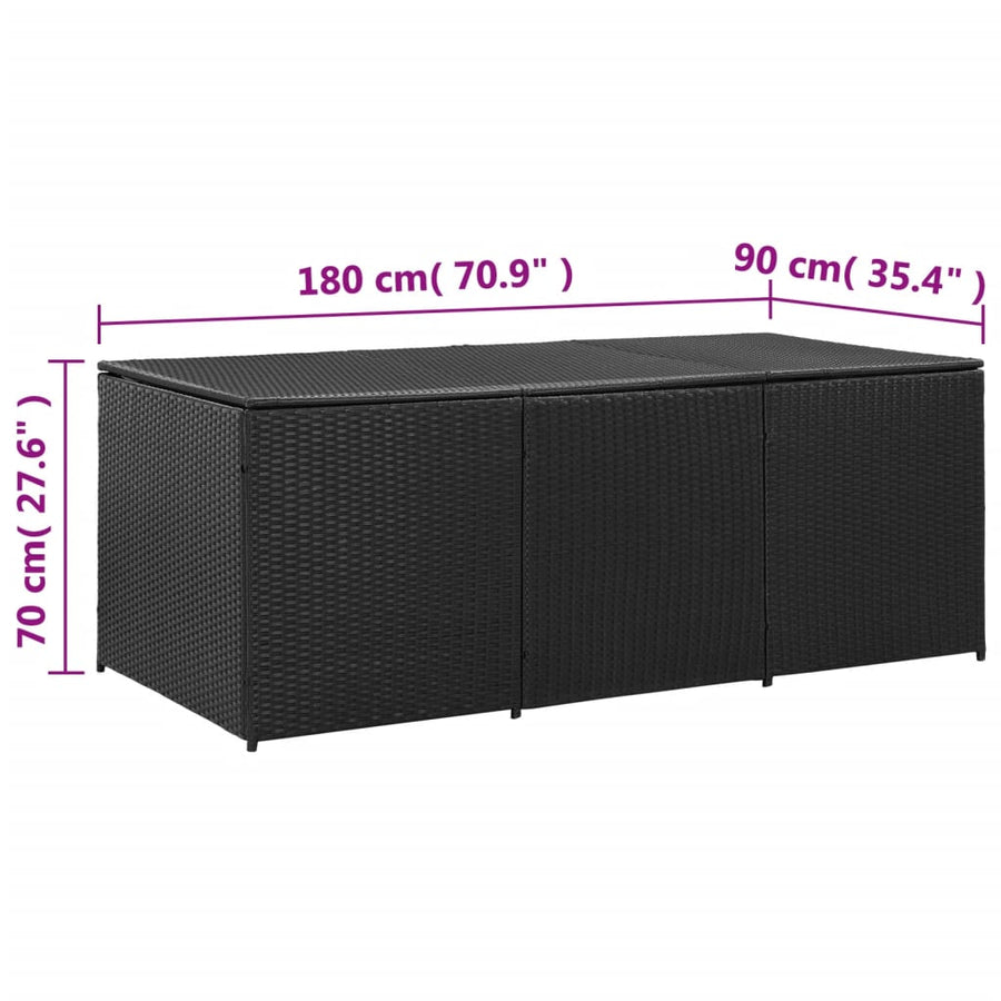 Tuinbox Poly Rattan 180 x 90 x 70 cm Zwart