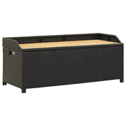 Tuinopbergbank 120 cm poly rattan zwart acaciahout