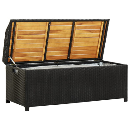 Tuinopbergbank 20 Cm Poly Rattan 120 x 50 x 50 cm Zwart