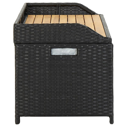 Tuinopbergbank 20 Cm Poly Rattan 120 x 50 x 50 cm Zwart