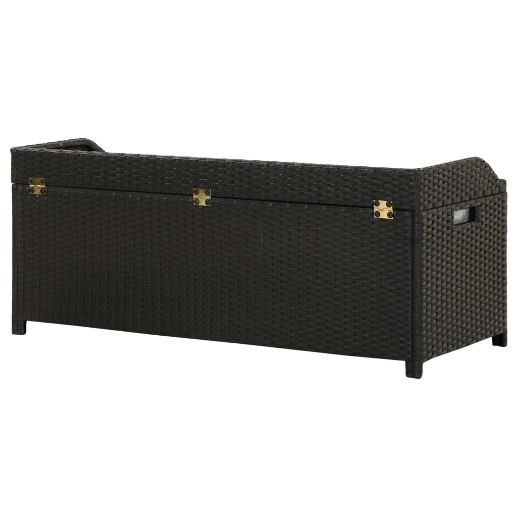 Tuinopbergbank 20 Cm Poly Rattan 120 x 50 x 50 cm Zwart