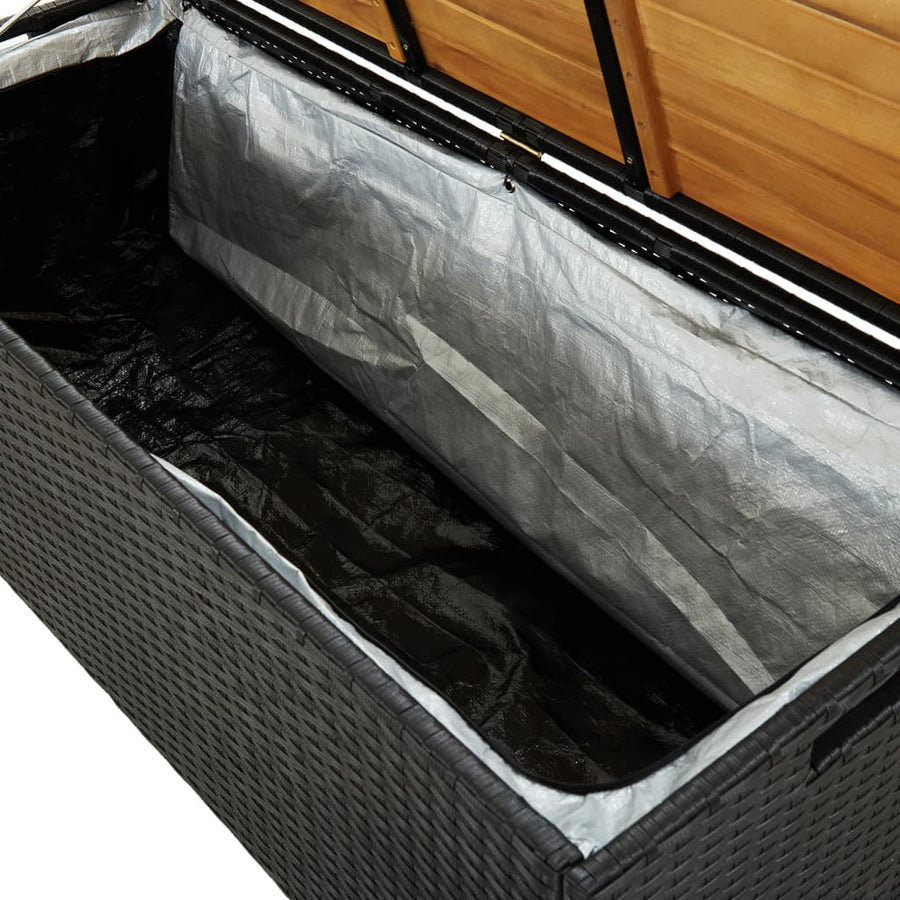 Tuinopbergbank 20 Cm Poly Rattan 120 x 50 x 50 cm Zwart
