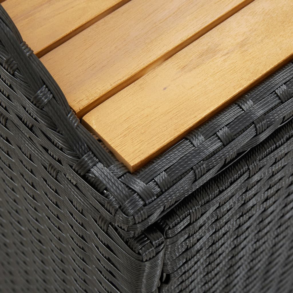 Tuinopbergbank 20 Cm Poly Rattan 120 x 50 x 50 cm Zwart