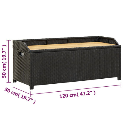Tuinopbergbank 20 Cm Poly Rattan 120 x 50 x 50 cm Zwart
