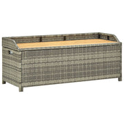 Tuinopbergbank 120 cm poly rattan grijs acaciahout
