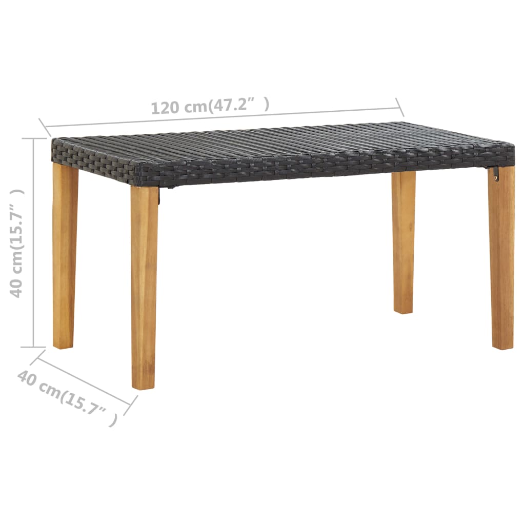 Tuinbank 20 Cm Poly Rattan En Massief Acaciahout Zwart