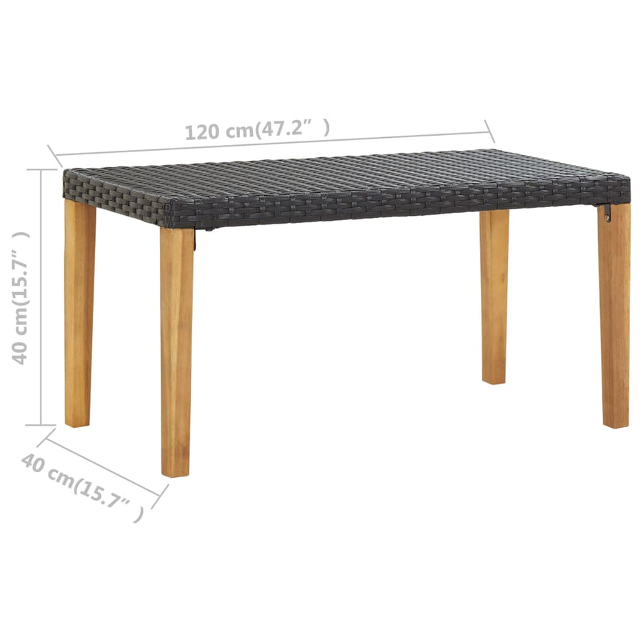Tuinbank 20 Cm Poly Rattan En Massief Acaciahout Zwart