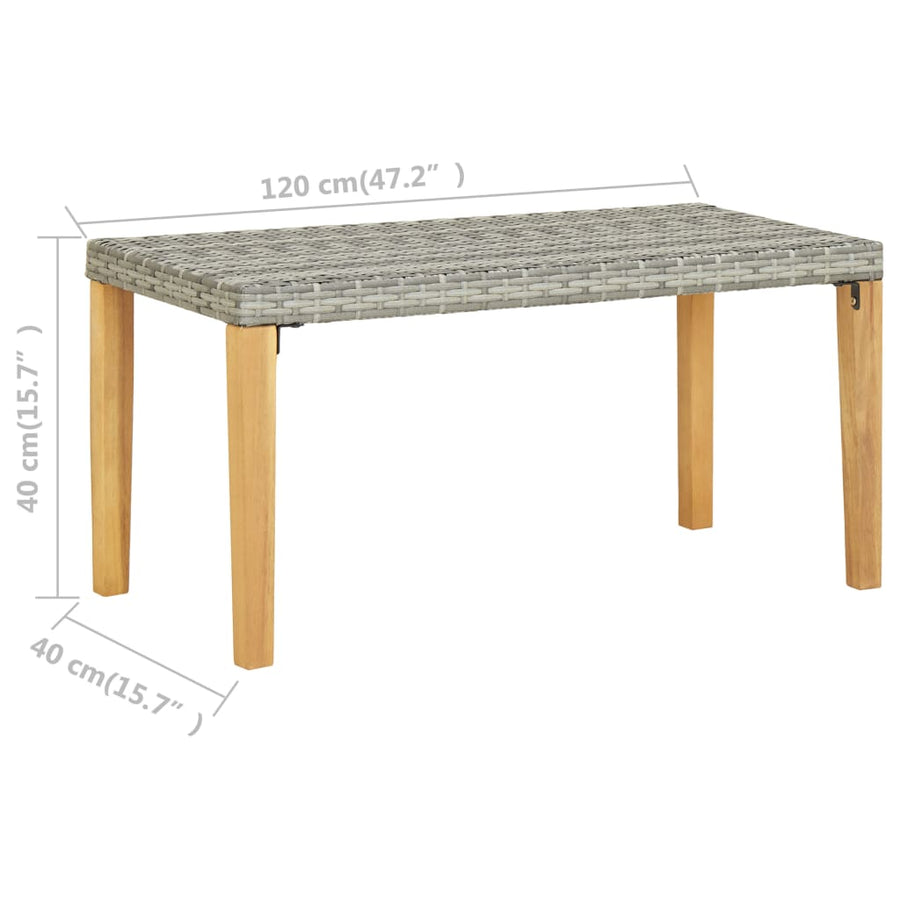 Tuinbank 20 Cm Poly Rattan En Massief Acaciahout Grijs