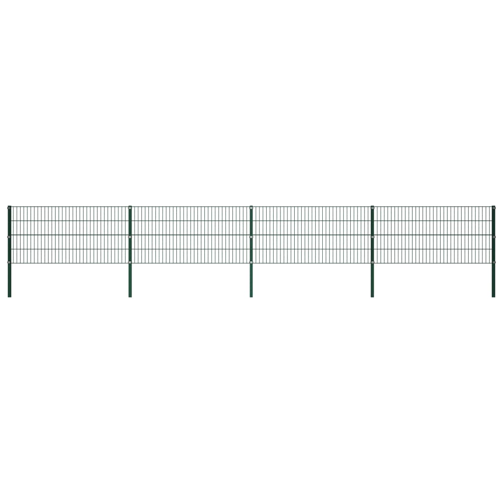 Schuttingpaneel Met Palen 6,8X0,8 M Ijzer Groen 0.8 m 6.8 m
