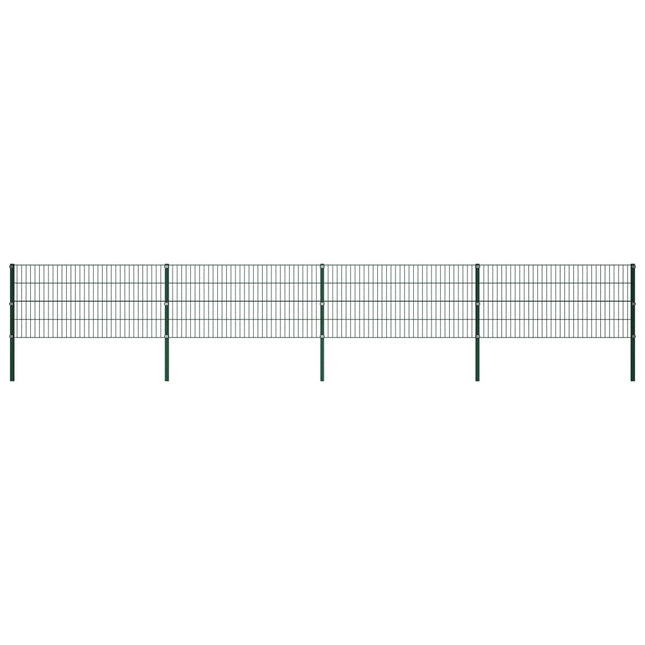 Schuttingpaneel met palen 6,8x0,8 m ijzer groen 0.8 m 6.8 m