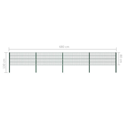 Schuttingpaneel Met Palen 6,8X0,8 M Ijzer Groen 0.8 m 6.8 m