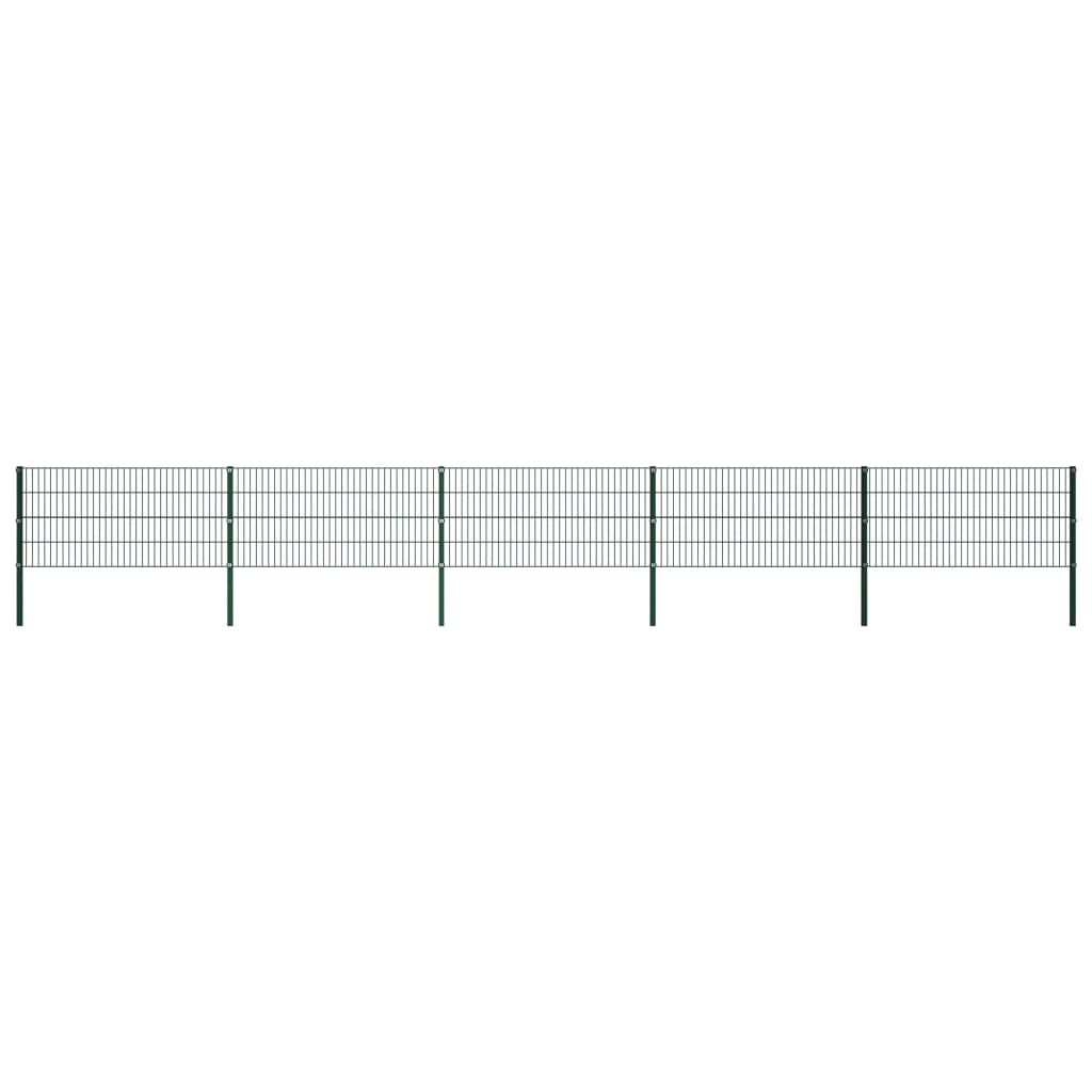 Schuttingpaneel Met Palen 8,5X0,8 M Ijzer Groen 0.8 m 8.5 m