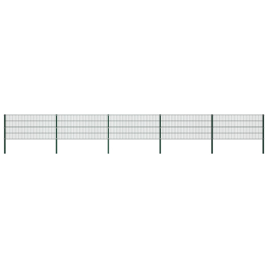 Schuttingpaneel Met Palen 8,5X0,8 M Ijzer Groen 0.8 m 8.5 m