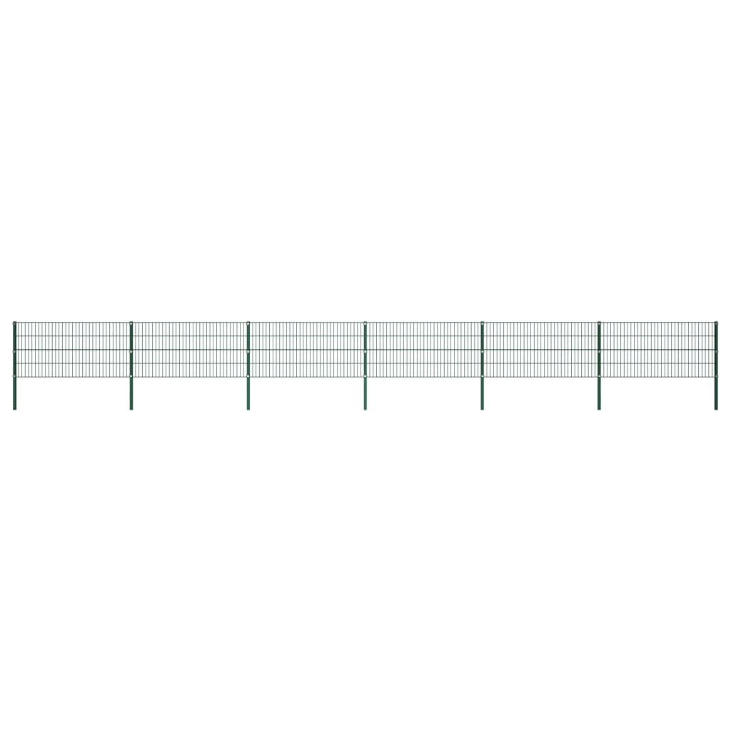 Schuttingpaneel Met Palen 10,2X0,8 M Ijzer Groen 0.8 m 10.2 m