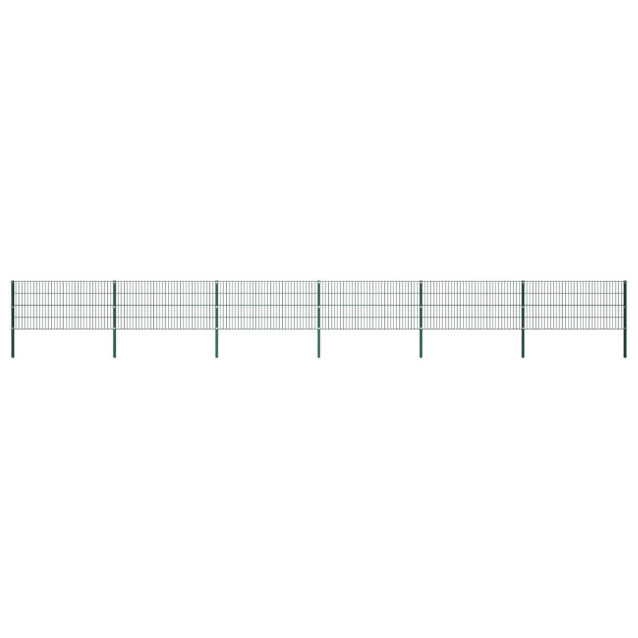 Schuttingpaneel Met Palen 10,2X0,8 M Ijzer Groen 0.8 m 10.2 m