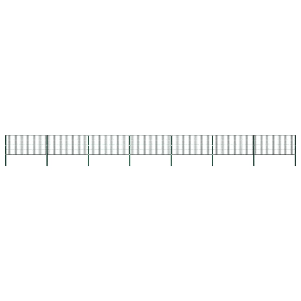 Schuttingpaneel Met Palen 11,9X0,8 M Ijzer Groen 0.8 m 11.9 m